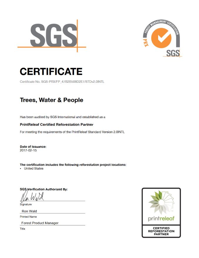 SGS Certificate, PrintReleaf, Data Matrix