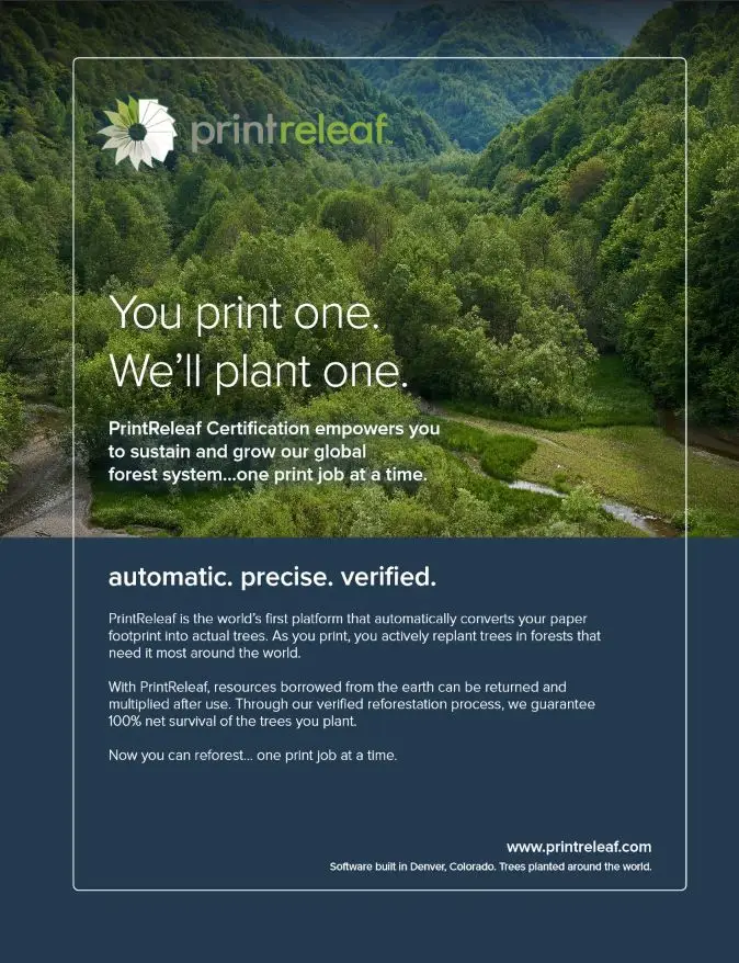 Full Brochure Cover, PrintReleaf, Data Matrix